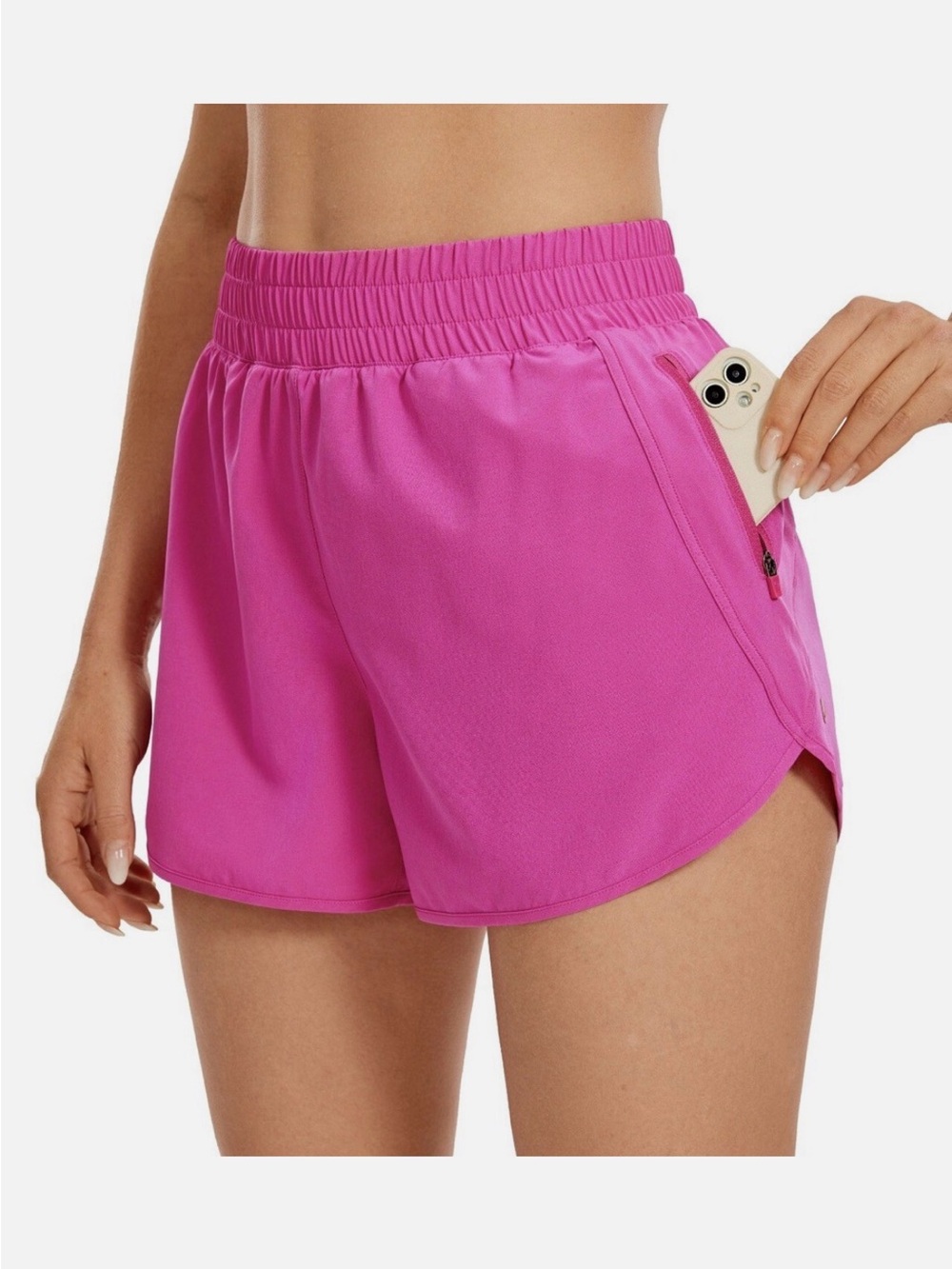 CRZ YOGA Feathery-Fit Hot Pink Athletic Running Shorts